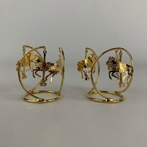 GoldMarks Inc Carousel Horse 24K Gold-Finish Taper Candle Charms Qty 2
